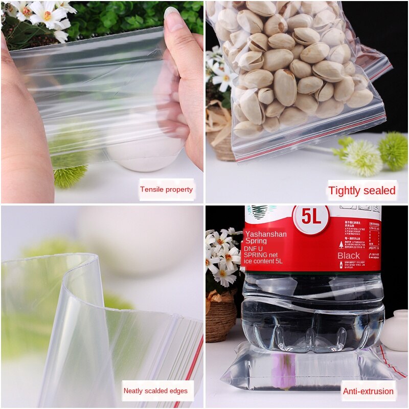 Ziplock Zak Doorzichtige Plastic Zak Plastic Verpakking Zak 7X10Cm Dikke 0.16Mm Pe Plastic Verzegelde Zak Plastic voedsel Zakken 100 Stuks