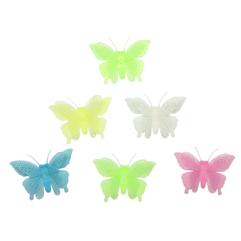 6 stuks/pak driedimensionale vlinder lichtgevende speelgoed glow in the dark speelgoed kamer voor kinderen slaapkamer willekeurige kleur