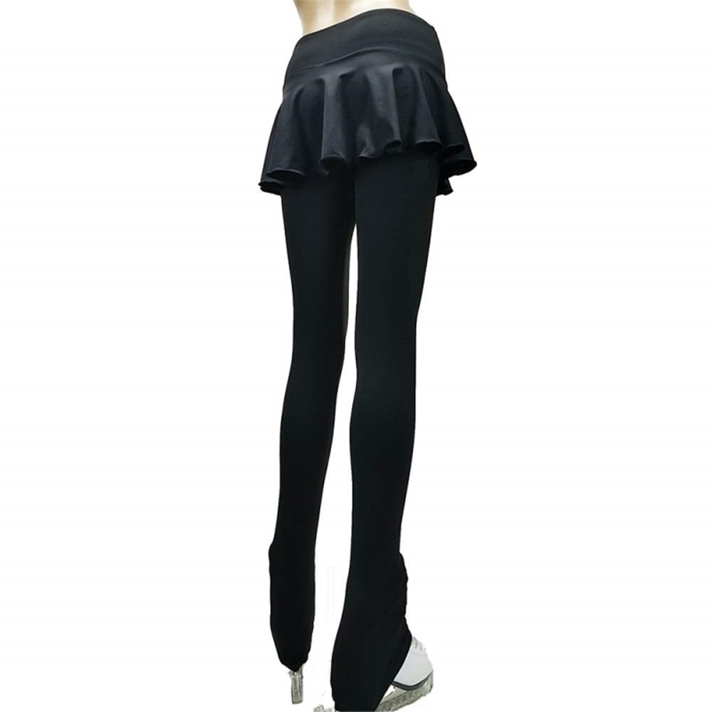 LIUHUO-pantalones de patinaje sobre hielo para mujer, Pantalón elástico de licra, ropa de entrenamiento negra, patinaje sobre ruedas