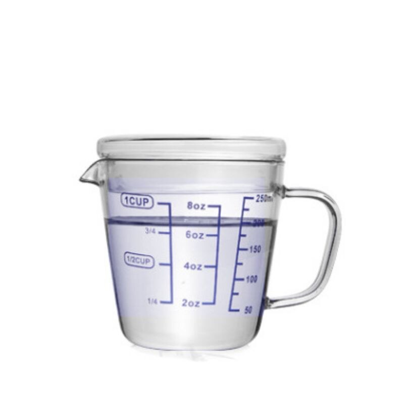 Hittebestendig Hoge Borosilicaatglas Maatbeker Met Schaal Voor Huishoudelijke Keuken Koken Kids Dieet Keuken Accessoires: 250ml with lip