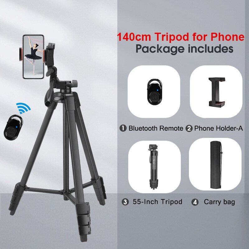 Tripod for Phone Lightweight Smartphone Camera Tripods with Phone Holder Bluetooth Photography Tripod for Canon Sony DSLR: 510-1