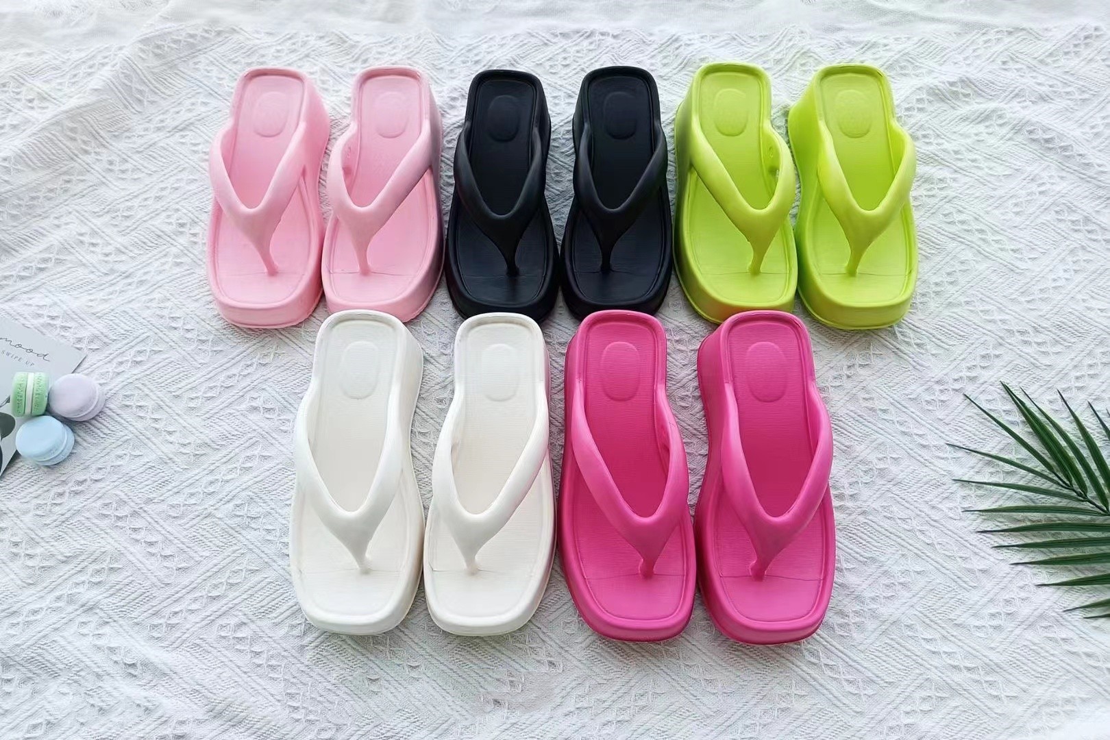 EVA Slippers Women Thick Sole Slope Sandals Adult Heel 7cm Thick Bottom Beach Shoes Ladies Flip Flops