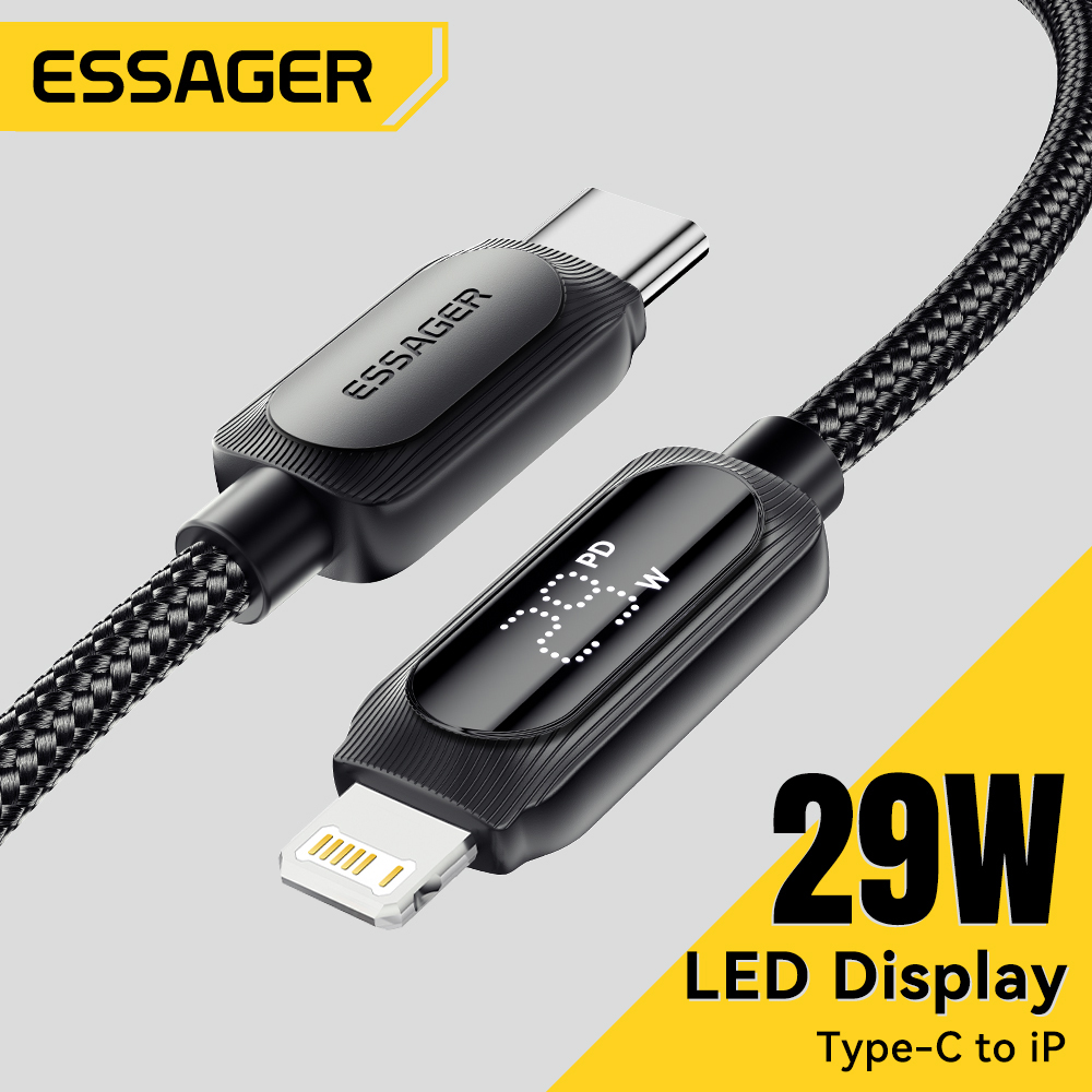 Essager Digital Display Cable USB Type C Cable for iPhone14 13 12 11 Pro Max PD 29W Fast Charging Wire for iPhone Charger Cable