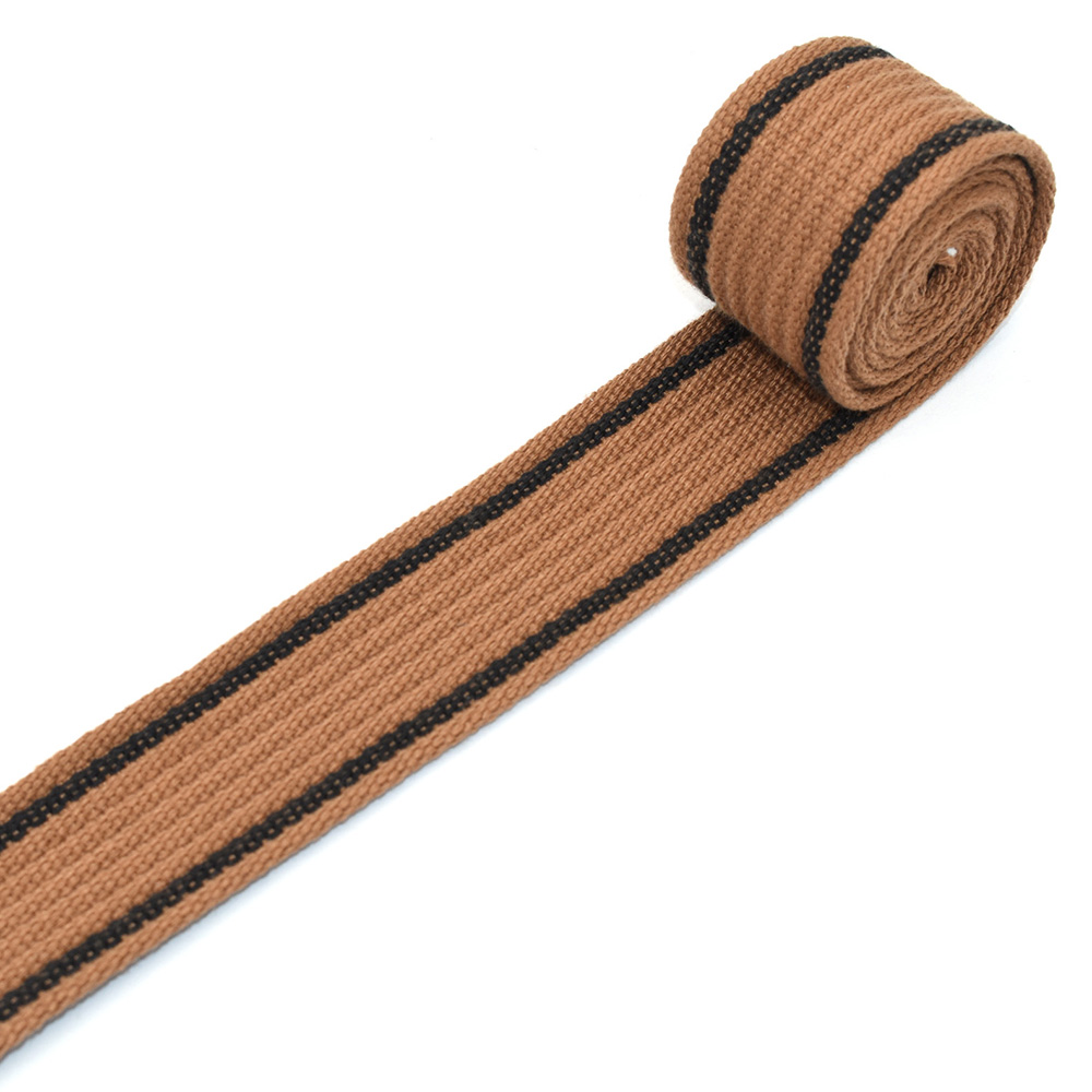 1.5"Stripe Webbing Cotton Webbing Bag Strap Fabric belt Canvas Webbing Pet Collar webbing Knapsack Strapping for Textile Sewing: brown