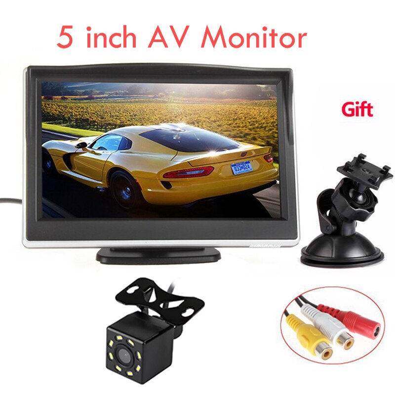 5 inch TFT LCD Screen Car Monitor HD800*480 Reversing Parking Monitor with 2 Video Input For Reverse Rearview Camera: Silver 5 inch 8