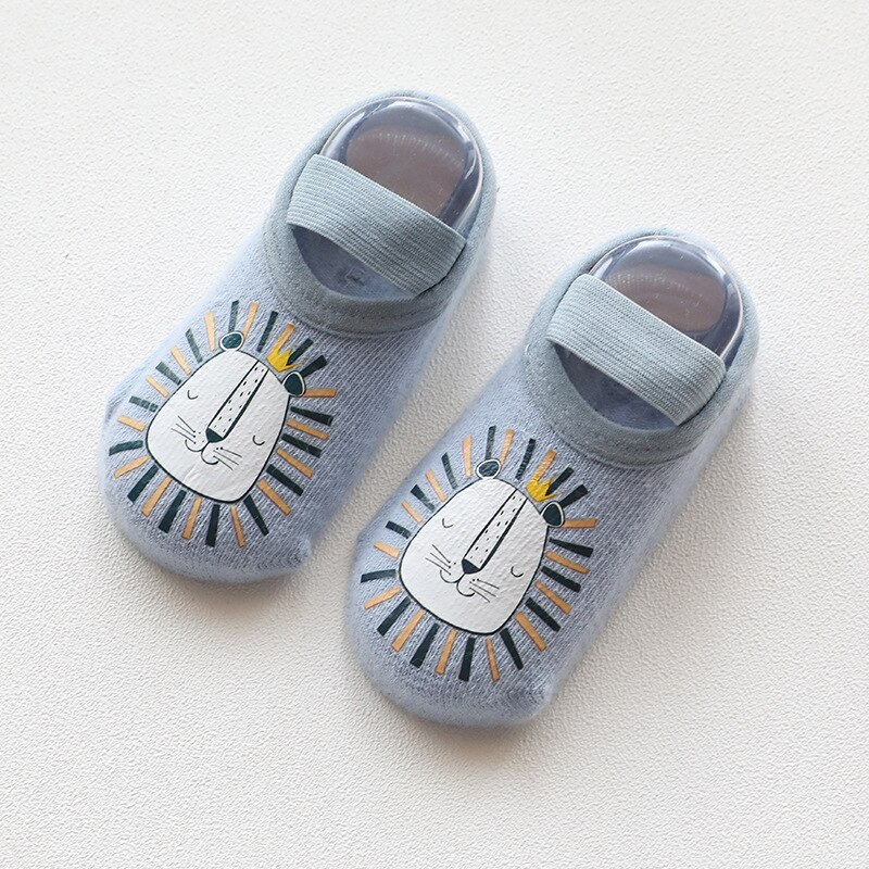 Wecute Newborn Baby Sock Cotton Short Anti Slip Ankle Socks Elastic Unisex First Walker Shoes For Infant Boys Girls Solid Color: lion