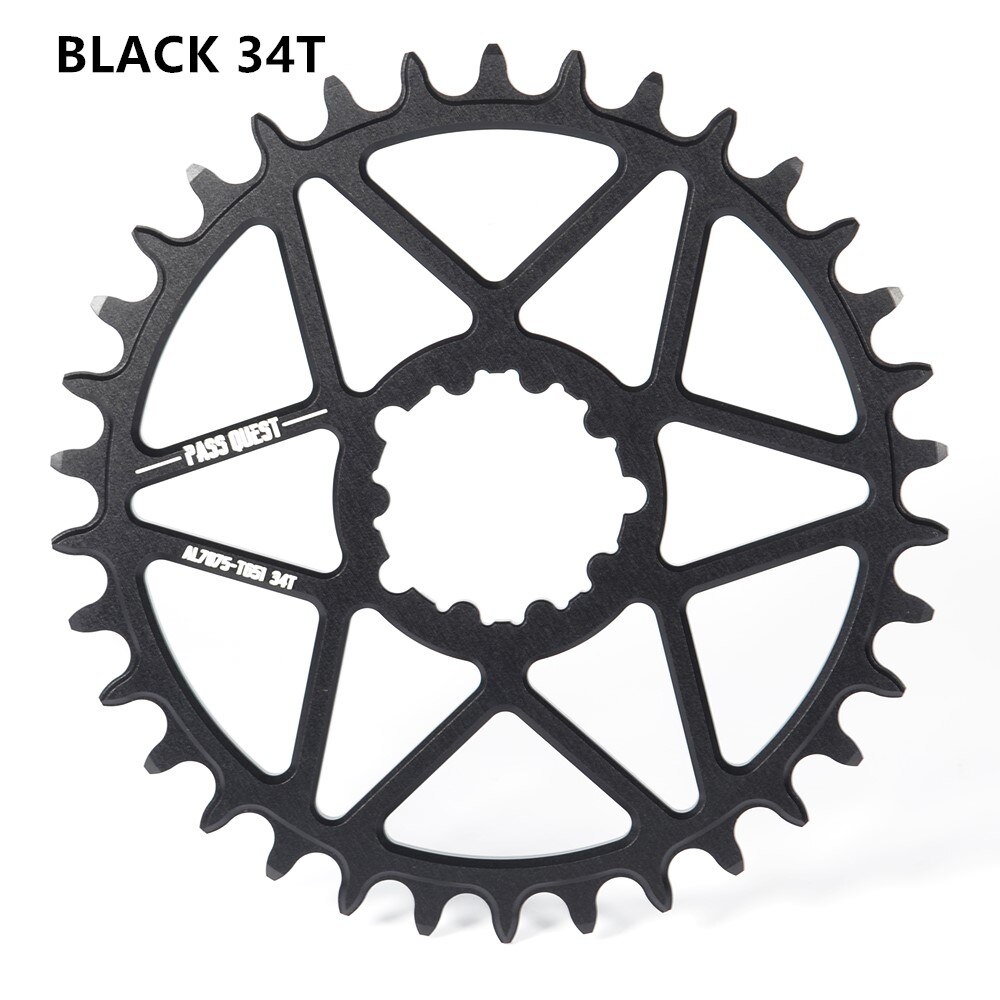PASS QUEST SRAM gx xx1 eagle GXP round mountain bike narrow sprocket 30-44T bicycle bicycle sprocket 0mm offset crank 7075 alum: BLACK 34T