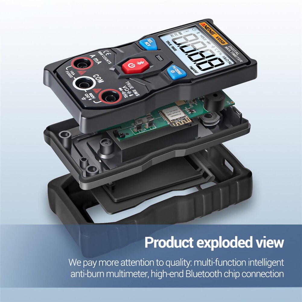 Bluetooth Current Meter Multimeter V05B Digital True RMS Ammeter w/Flashlight for Household Electricity Accessories