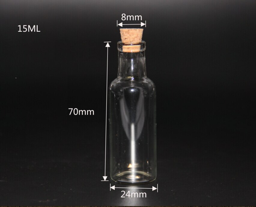 1 stk 12/15/25/ 35ml glasflasker ønskeflaske tomme flasker prøveopbevaring gør-det-selv dekoration håndværk driftflaske krukker bryllupsindretning: 24 x 70 x 8mm 15ml