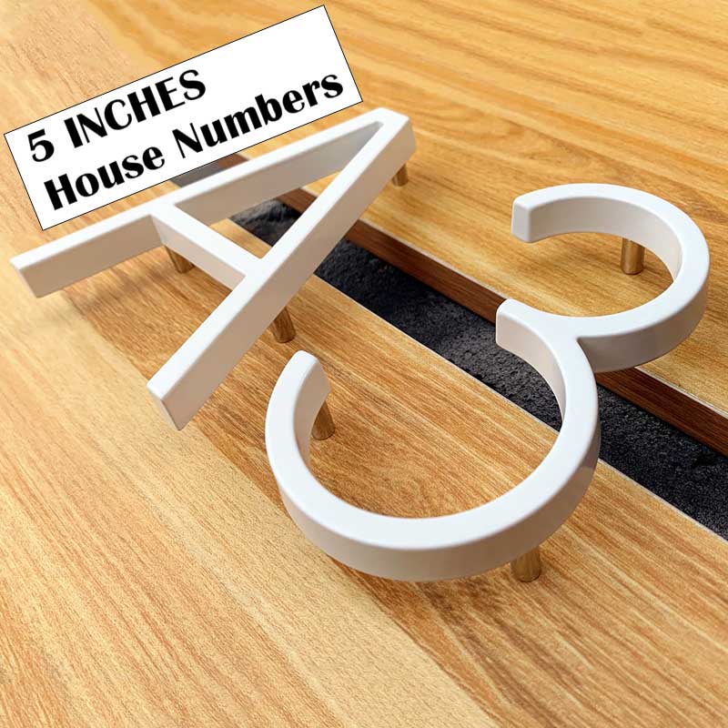 125mm White Floating House Numbers Doorplate Letters Metal Address Sign Plate Outdoor Street Door Plaque Number For Home Mailbox