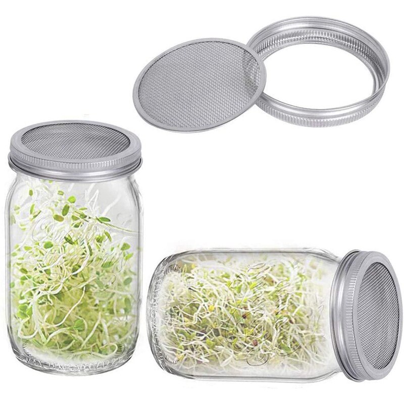 Stainless Steel Sprouting Jar Lid with Sprouting Stands and Sprouting Lids for Wide Mouth Mason Jars to Make Sprout 86mm