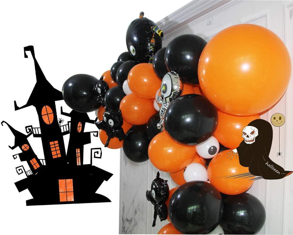 93Pcs Halloween Ballon Boog Guirlande Kit Zwart Oranje Ballonnen Spider Ballon Voor Halloween Thema Party Achtergrond Decoraties