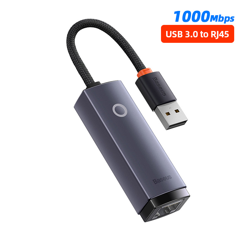 Baseus-Adaptador USB tipo C RJ45, tarjeta de red Gigabit para ordenador portátil, PC, Switch, 1000Mbps/100Mbps, a puerto Ethernet Lan, Mi Box s: USB 3.0 1000Mbps