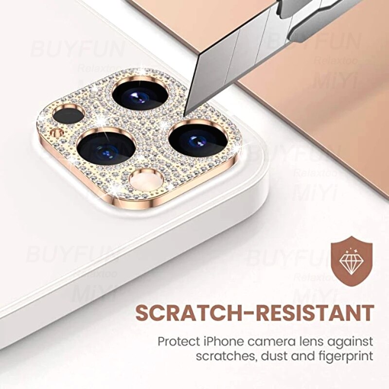 Glitter Rhinestone Camera Protector Case Cover For iPhone 13 Pro Max ProMax Mini Back 3D Shiny Diamond Lens Protect Funda Coque