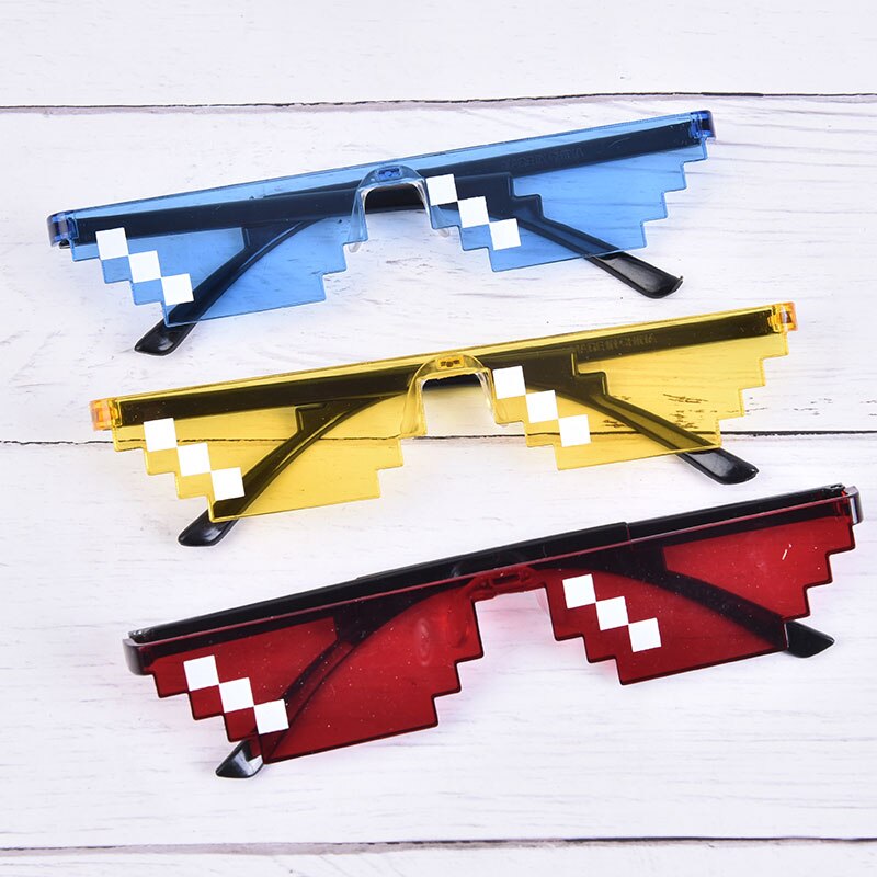 Retro Glasses 8 Bit Pixelated Sunglasses Men's Women's Clothing Brand Thug Life Party Glasses