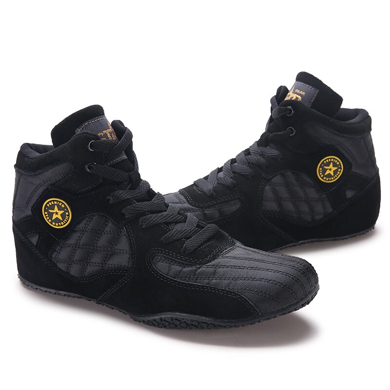 Zapatos de boxeo profesionales para hombre, zapatillas deportivas de lucha de talla grande, entrenamiento antideslizante, color negro