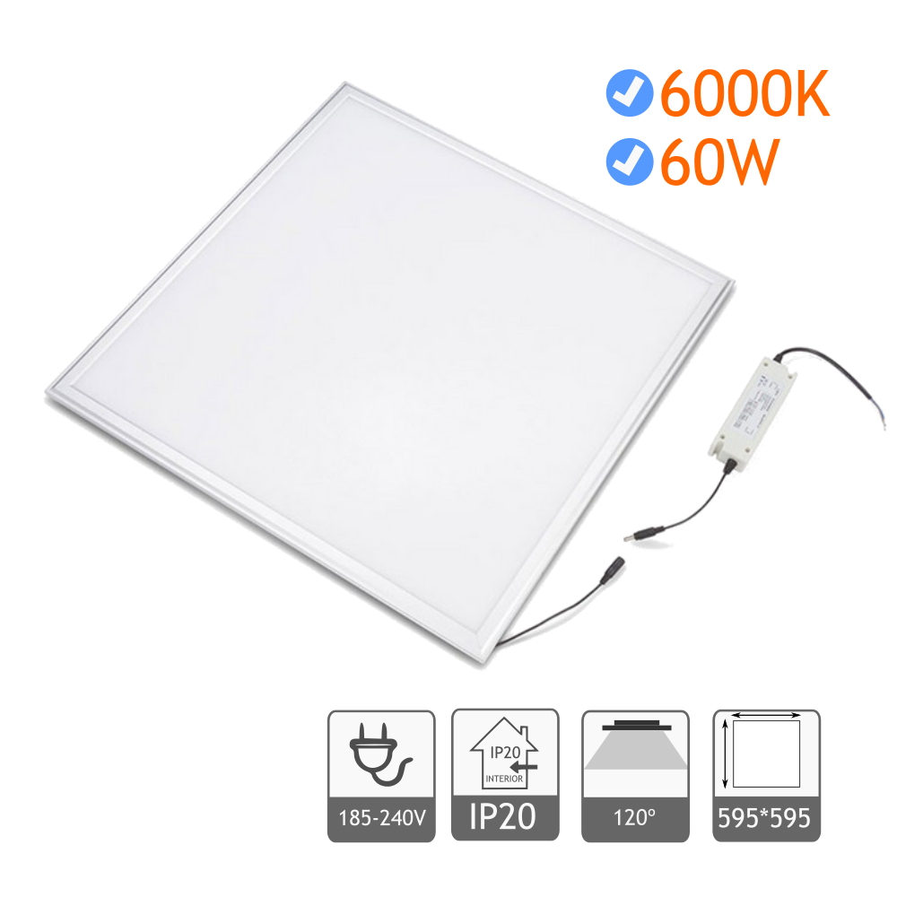 Jandei panel led 60W 60x60cm 6000K marco blanco iluminación led empotrar empotrable luz techo luces techo luz empotrable