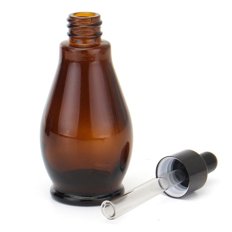 1 stuk 10ml/20ml/30ml/50ml/100ml lege amberkleurige glazen kalebas druppelflesjes etherische olie parfum pipetflesjes hervulbare container