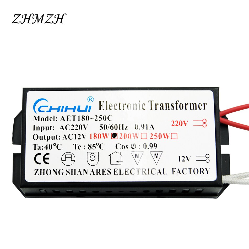 Transformador electrónico AC220V a 12V, 60W, 80W, 105W, 120W, 160W, 180W, 200W, 250W para lámpara halógena y lámpara de cristal, cuentas de luz G4