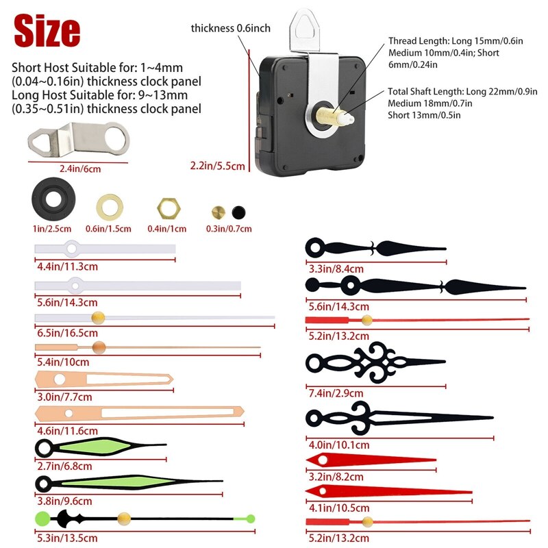 6PCS DIY Wall Quartz Clock Movement Mechanism Clock Mechanism Replacement Sets for Repair Clock Parts Tool