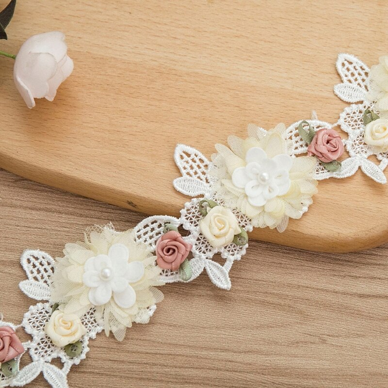 Faux Col Femme Dentelle Brodée Perlée – Blanc – Taille Unique – Nouveauté