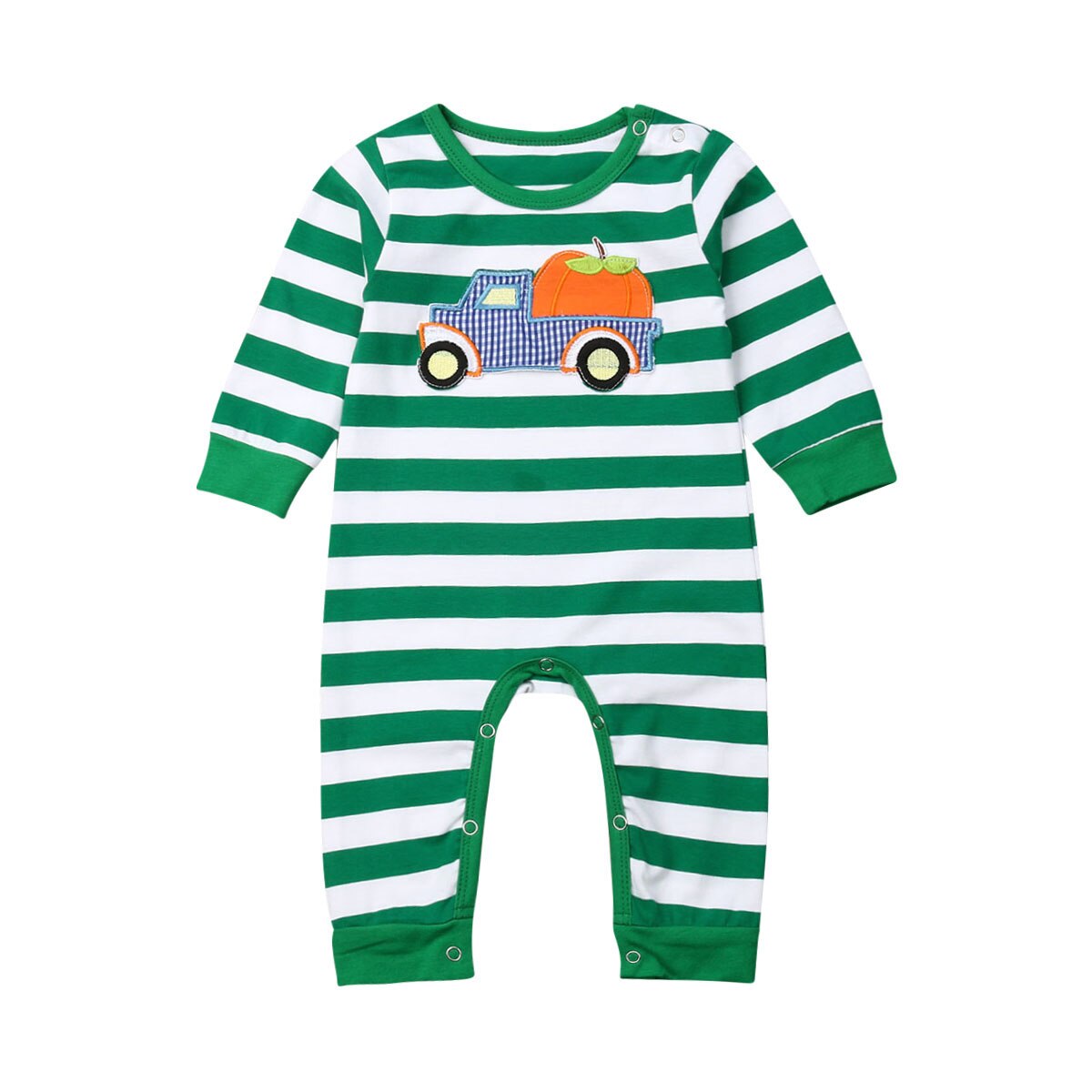 Newest Xmas Halloween Baby Boy Girl Matching Clothes Romper Sleepwear Newborn Infant Unisex Striped Jumpsuit Pajamas 0-18M: Halloween / 18M