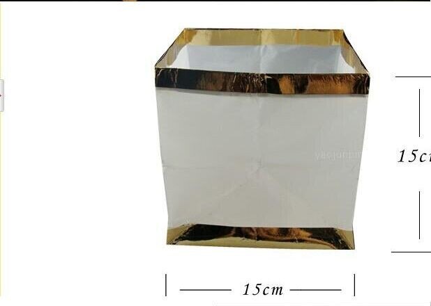 10pcs/lot 15CM Chinese Square Wishing Lantern Floating Water Lanterns Lamp Light With Candle Gold/Silver Color