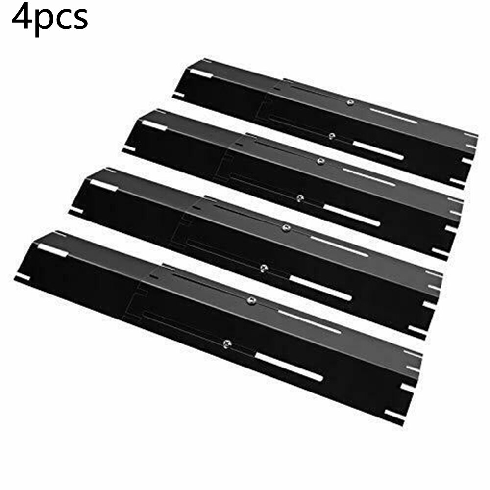 4pcs Barbecue Heat Plate, Heavy Duty Adjustable Porcelain Steel Heat Shield Gas Burners Flare Ups Protection