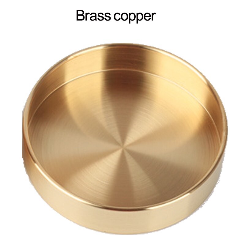 Bandeja de metal redonda de cobre puro, bandeja de almacenamiento de adornos de latón, oro rosa y oro, para picnic, buffet y en casa: Brass / Diameter 14cm