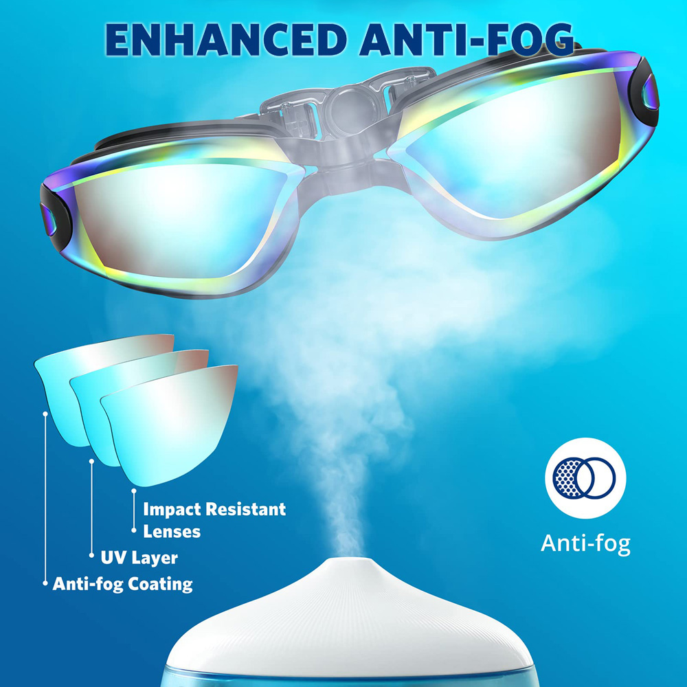 Schwimmbrille, professionelle wasserdichte Schwimmbrille, Antibeschlag, 100 % UV-Schutz, kein Auslaufen, für Erwachsene, Männer, Frauen, Jugendliche