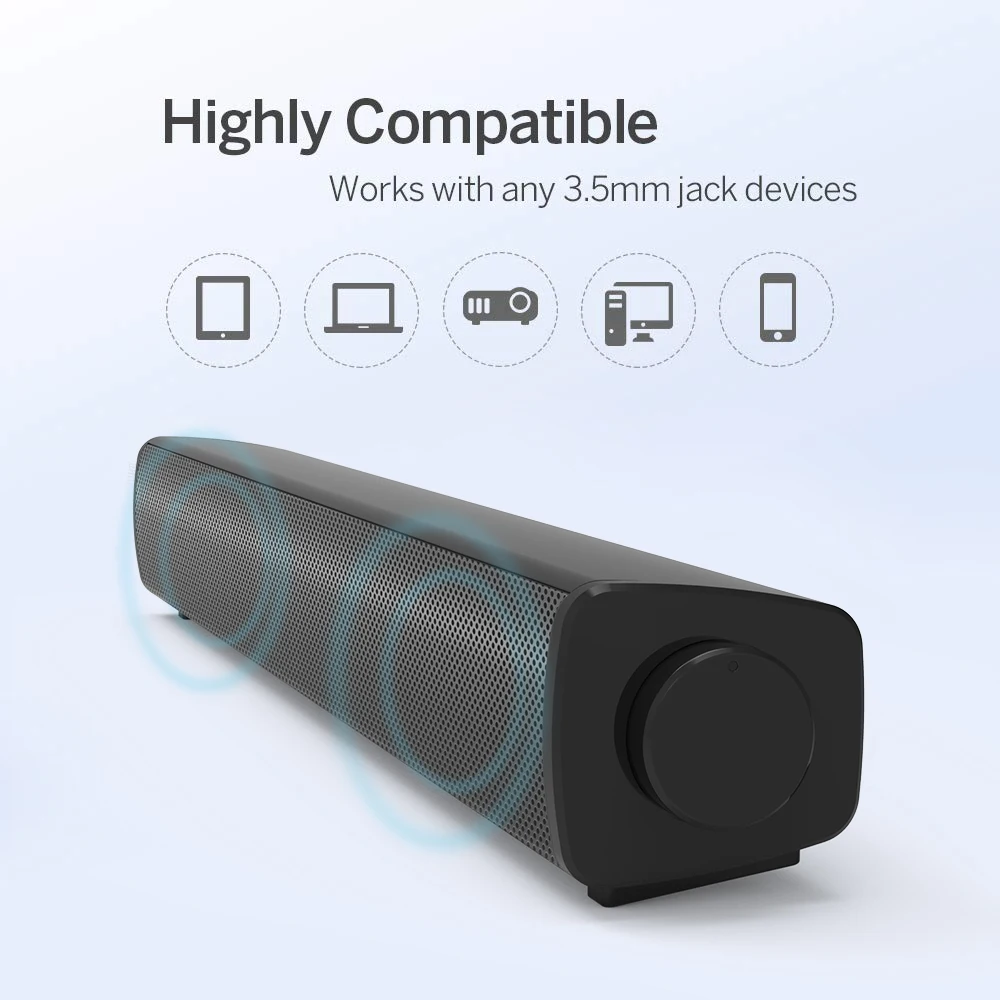 Desktopcomputerluidspreker Bekabelde Sound Bar Stereo USB-aangedreven Mini Soundbar-luidsprekers voor pc Mobiele telefoon Tablets Laptopprojector
