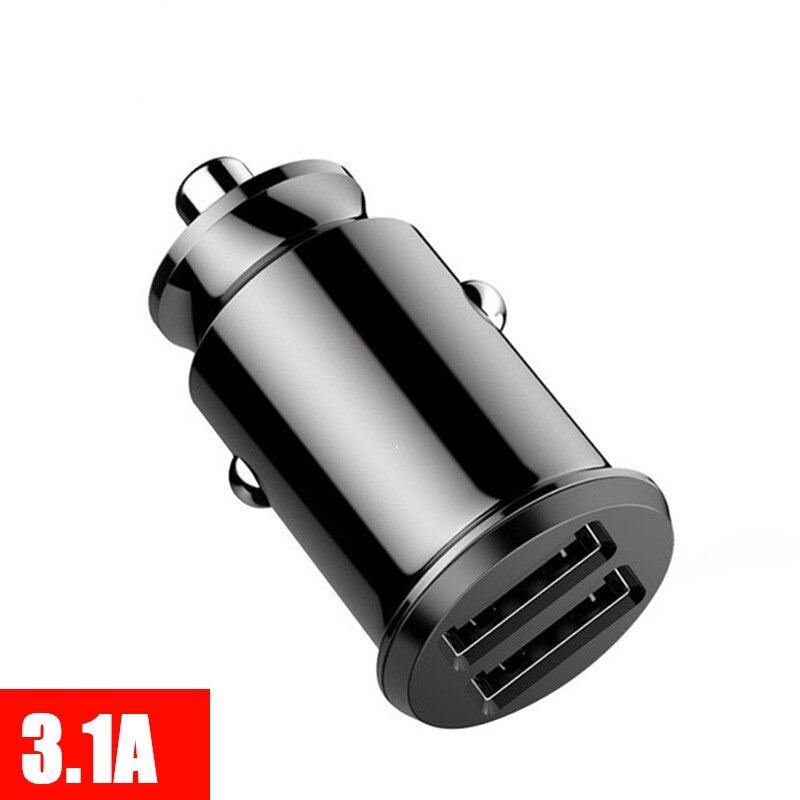 Mini 3,1 A/4,8 A/6,2 A USB Auto Ladegerät Dual USB praktisch-ladegerät Versteckte Auto USB Ladegerät tragbare Auto Ladung für iPhone X 11 Samsung: Schwarz 3.1A