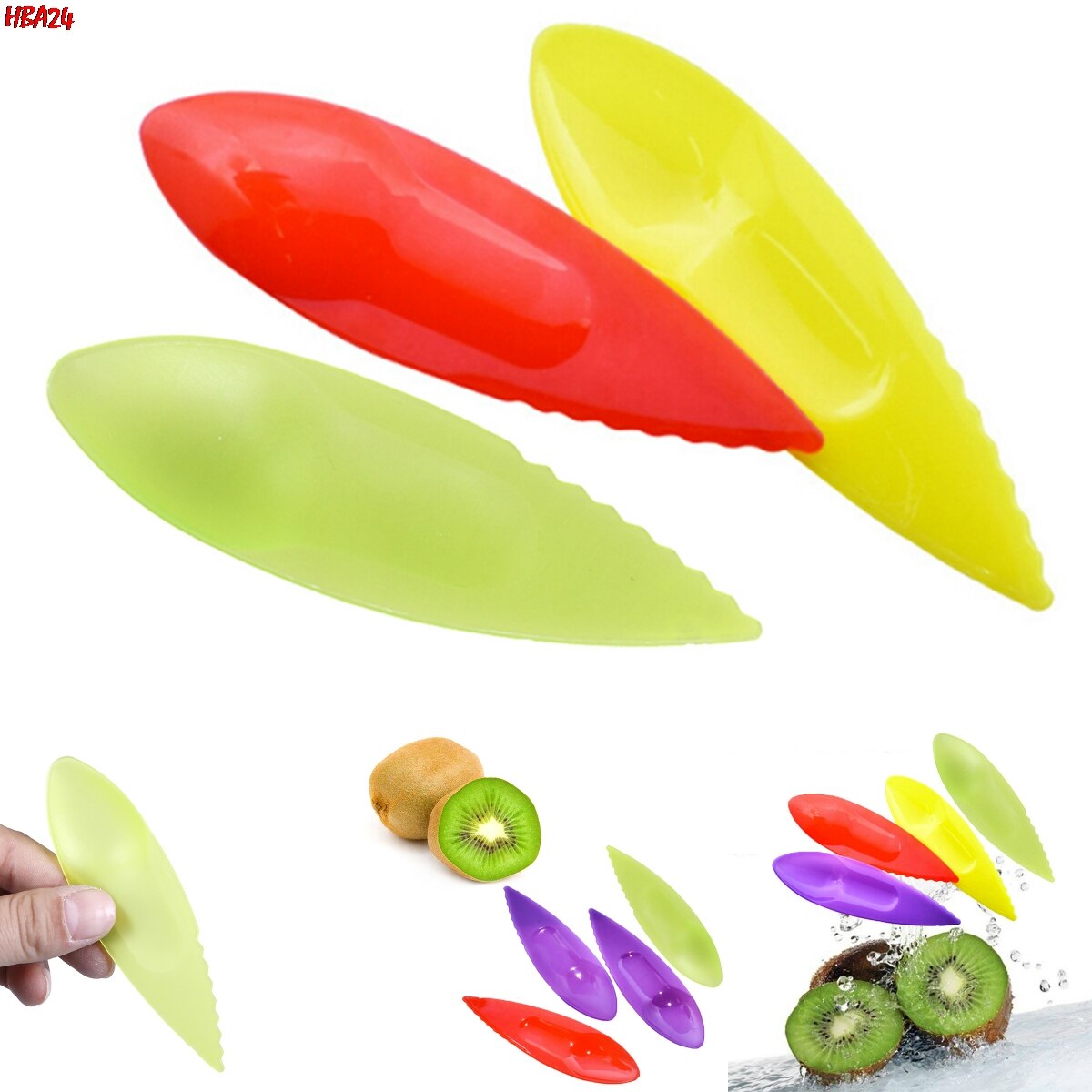 5pcs Kiwi Spoon Plastic Candy Color Kiwi Dig Scoop Vegetable Fruit Knife Slicer Peeler Cutter For Kitchen Kitchen Tools