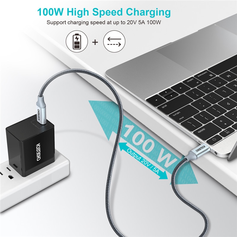 Choetech USB Typ C zu USB C Kabel für Samsung S10 S9 Plus PD 100W Schnelle Ladekabel für macbook Profi schnell aufladen 4,0 USB Kabel