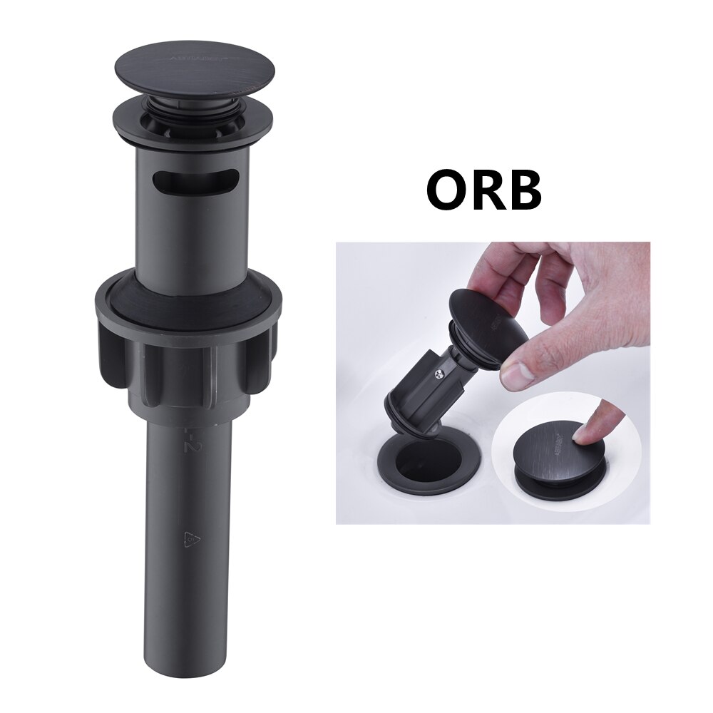 Bathroom Faucet Vessel Vanity Sink Pop Up Drain Stopper with Overflow Black Lavatory Basin Sink Pop Up Drain Waste Drainer: ORB