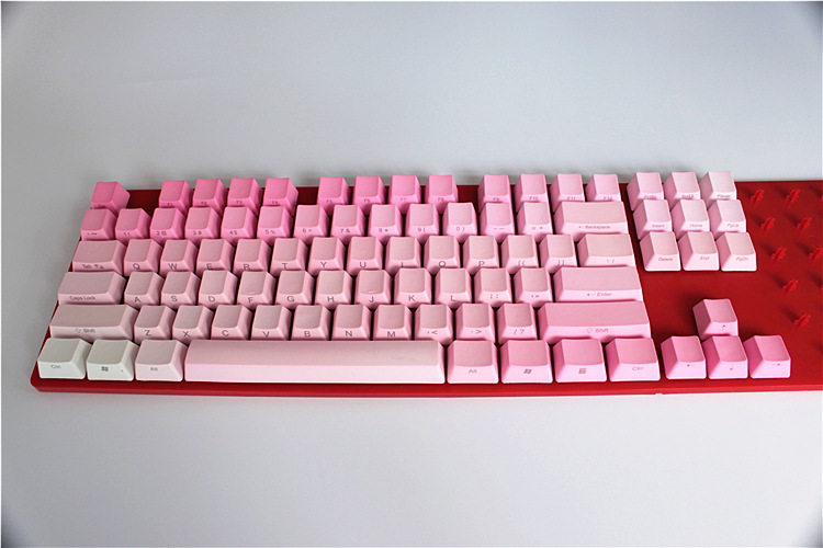 87 keys Rainbow OEM Profile Keycaps Cherry MX switch PBT Keycaps Radium valture Side-printed Keycaps for Mechanical Keyboard: Pink