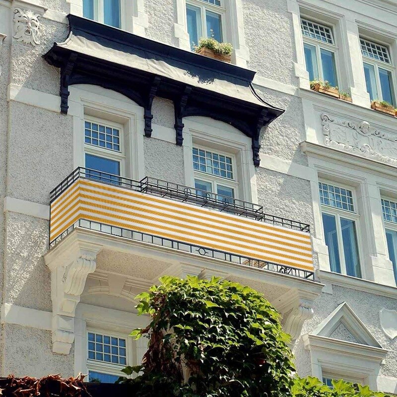 Balcony Privacy Sn Wind Breaker Garden Sn for UV, Sun & Wind Protection PE Outdoor Sn Yellow/White 90X500cm