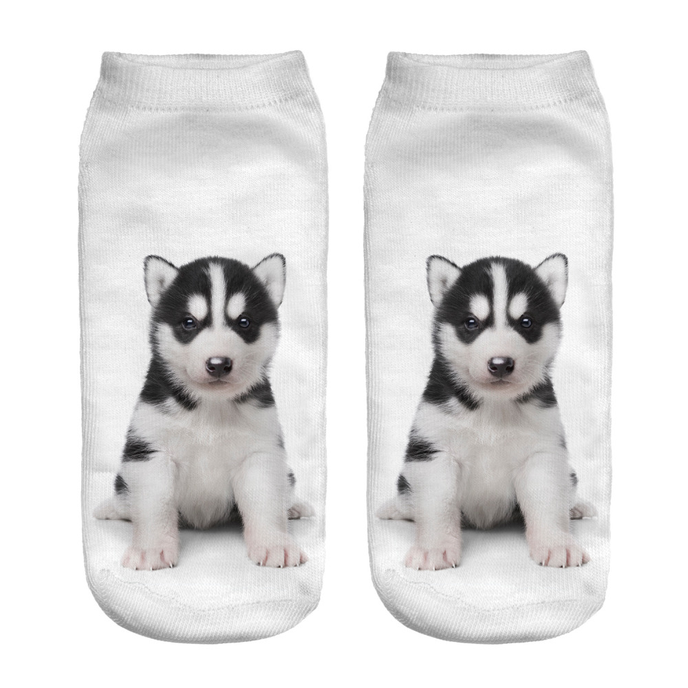 Running Chick Husky Hond 3d Digital Print Korte Sokken