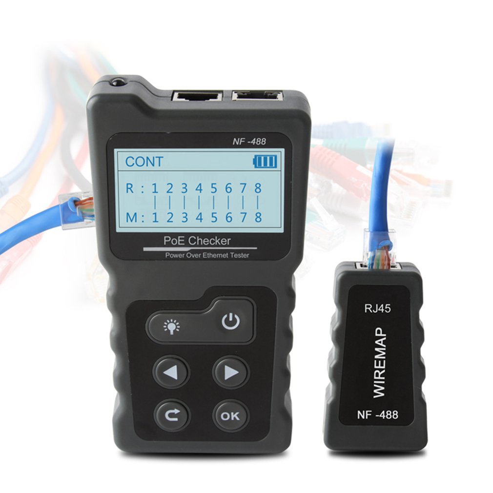 Nf-488 Network Tester Checker Test Power Over The Ethernet Cat5 Cat6 Lan Tester Network Detection Tool