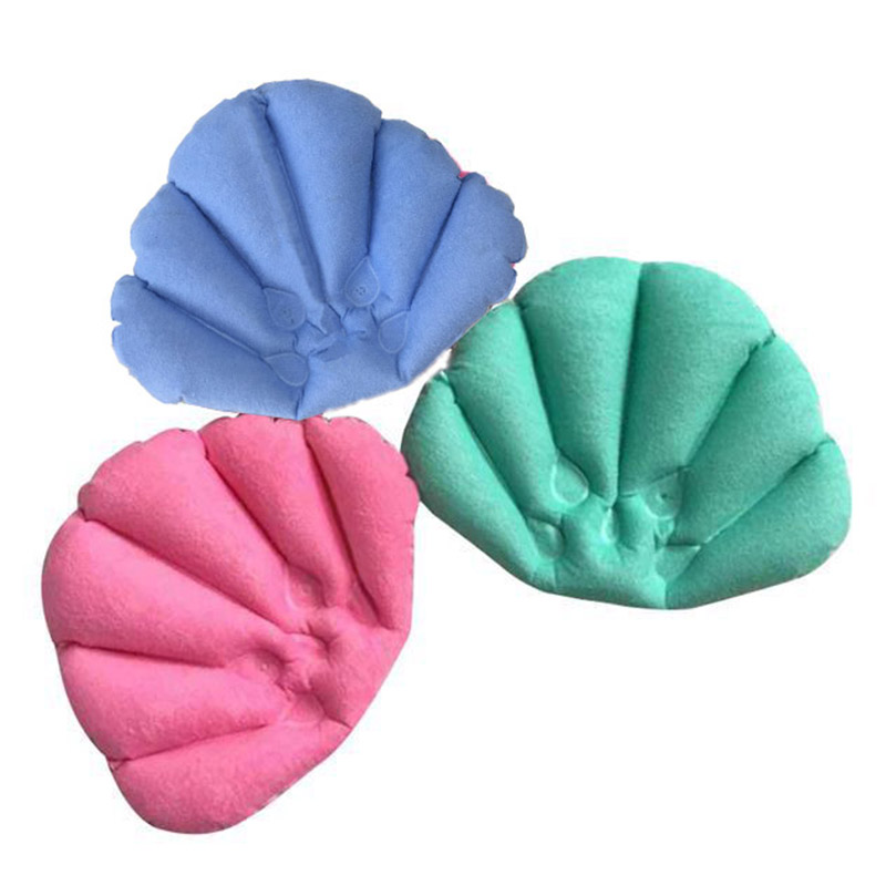 Home Bath Spa Neck PVC Inflatable Bath Pillows Suction Cups Shell Shaped Bathtub Pillow Random Color Bathroom Pillow Headrest: Default Title