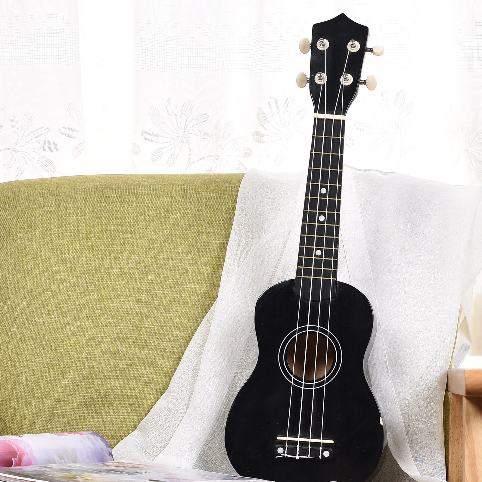 Muslady-ukelele de 4 cuerdas de 21 pulgadas, instrumento Musical de madera, bajo, pequeño, para niños, color Beige