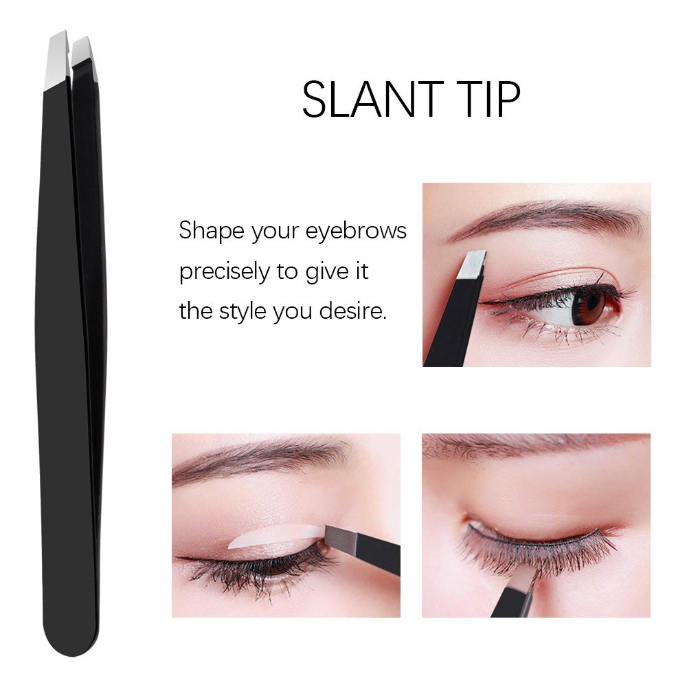 Pinzas para cejas de acero inoxidable, Punta inclinada, punta plana, herramientas cosméticas profesionales, 1/4/5 Uds.
