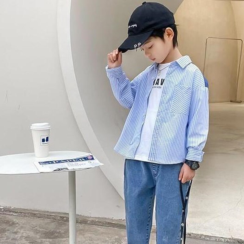 22022 Teenage Boys Kids Boys Shirts School Formal Shirt for Boys Down Collar Blouse For Dress Shirt Teen 6 8 10 12Year