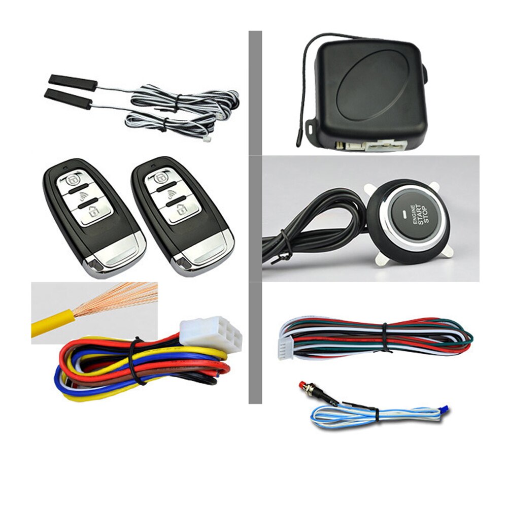 12V Auto Car Keyless Entry Start System One Start Stop Engine Push Button Vehicle Alarm PKE Remote Start Keyless Entry System