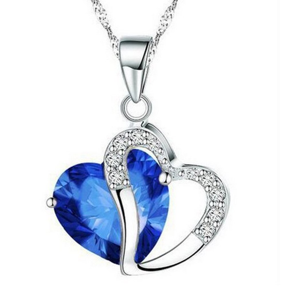 Female Crystal Heart Necklace Pendant Short Gold Chain Necklace Pendant Necklace Charm girlfriends