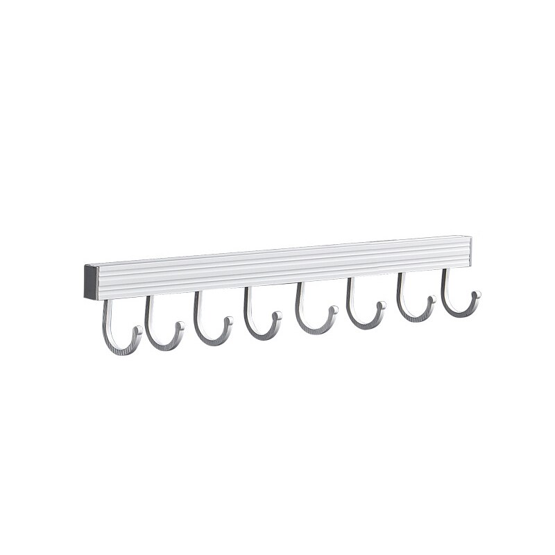 Badkamer Kapstok Muur Gemonteerde Ruimte Aluminium Opslag Hanger Home Kitchen Gratis Punch Lepel Vork Organizer Badkamer Accessoires: 8 hooks