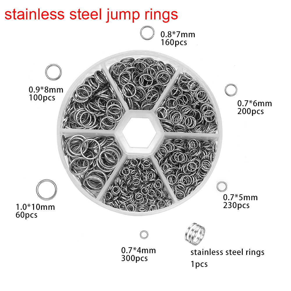 Kit Anéis de Salto Aberto para Fazer Jóias, Conjunto de Acessórios para Brincos e Colares DIY, Jóias Fazendo Suprimentos, 4mm, 5mm, 6mm, 7mm, 8mm, 10mm, 1 Conjunto: ROXO