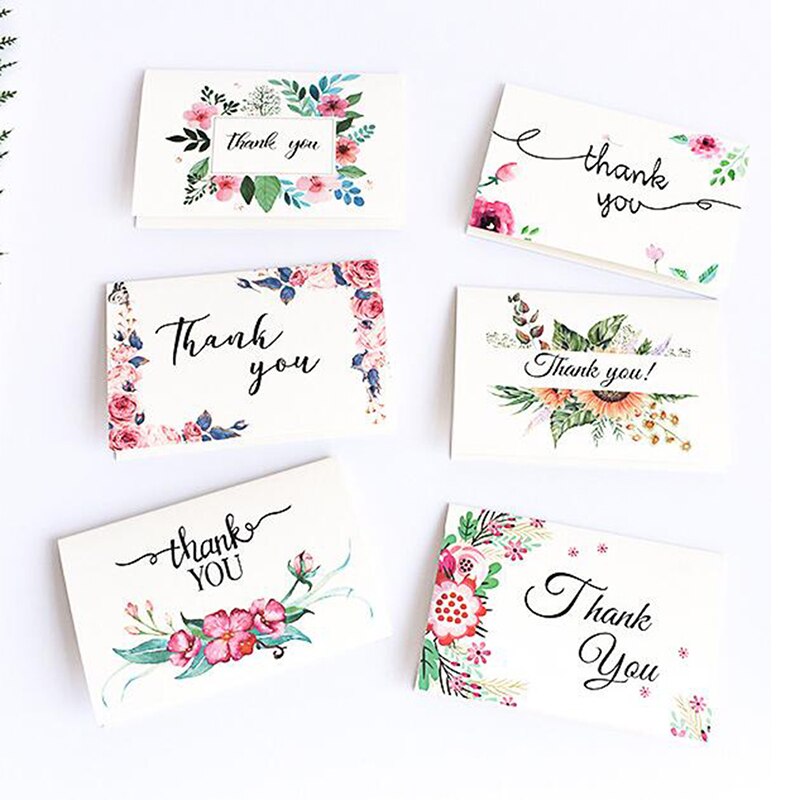 Mix stilar 6 st kort +6 st kuvert blomma "tack" kort meddelandekort diy dekoration gratulationskort 6 st / förpackning