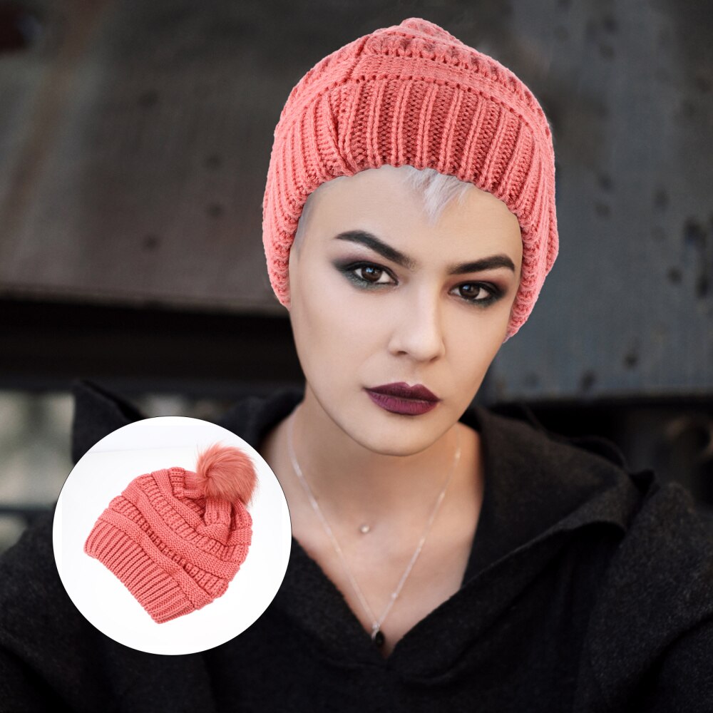 1Pc Warm Muts Nuttig Gezellige Haak Hairball Cap Voor Winter: Pink
