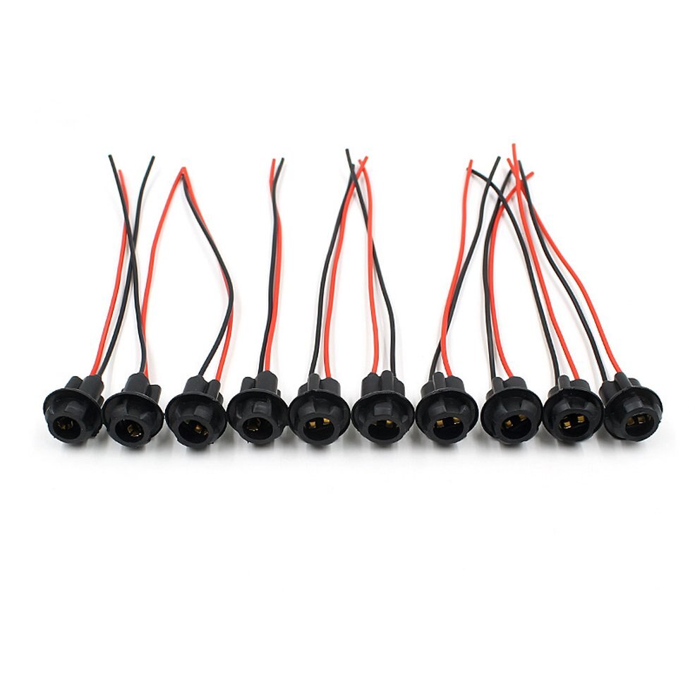 T10 hållare instrument glödlampa sockelkontakt ledadapter 10 st för motorcykel/bil/lastbil/båt